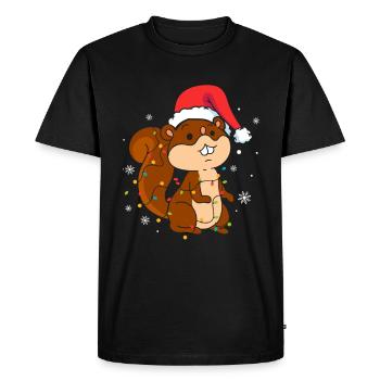 Noël écureuil - T-shirt Premium bio Homme - noir - Devant - Nico (187cm)