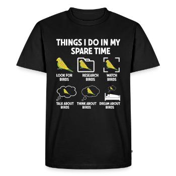 Budgerigar, Feathered Friend, Bird Watching - Men's Premium Organic T-Shirt - black - Front - Nico (187cm)
