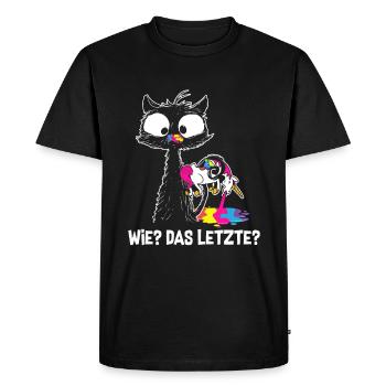 Comment le dernier chat mange les chats licornes - T-shirt Premium bio Homme - noir - Devant - Nico (187cm)