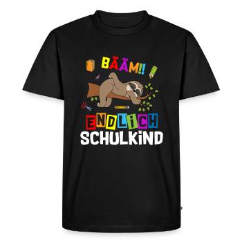 Bääm enfin écolier paresseux - T-shirt Premium bio Homme - noir - Devant - Nico (187cm)