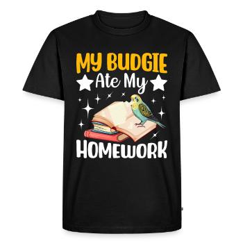 Ma perruche a mangé les devoirs - T-shirt Premium bio Homme - noir - Devant - Nico (187cm)
