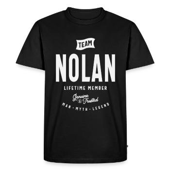 Team Nolan Lifetime Member - Name Nolan - Men's Premium Organic T-Shirt - black - Front - Nico (187cm)