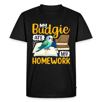 Ma perruche a mangé les devoirs - T-shirt Premium bio Homme - noir - Devant - Nico (187cm)