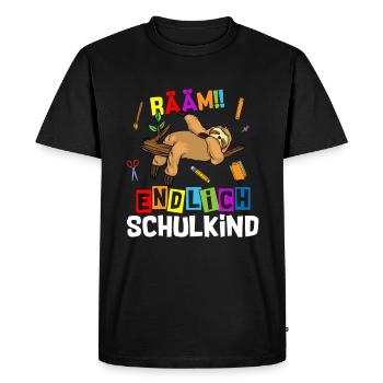 Bääm enfin écolier à l’école des paresseux - T-shirt Premium bio Homme - noir - Devant - Nico (187cm)