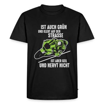 Motard motard coincé sur la route - T-shirt Premium bio Homme - noir - Devant - Nico (187cm)