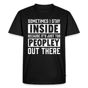 Cat: I stay inside because it's too crowded outside - Men's Premium Organic T-Shirt - black - Front - Nico (187cm)