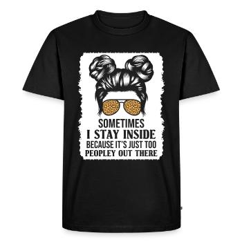 Cat: I stay inside because it's too crowded outside - Men's Premium Organic T-Shirt - black - Front - Nico (187cm)