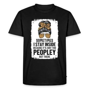 Cat: I'm staying inside because it's too crowded outside - Men's Premium Organic T-Shirt - black - Front - Nico (187cm)