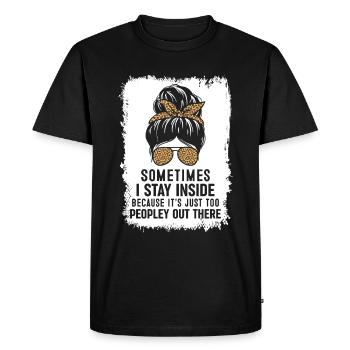 Cat: I stay inside because it's too crowded outside - Men's Premium Organic T-Shirt - black - Front - Nico (187cm)