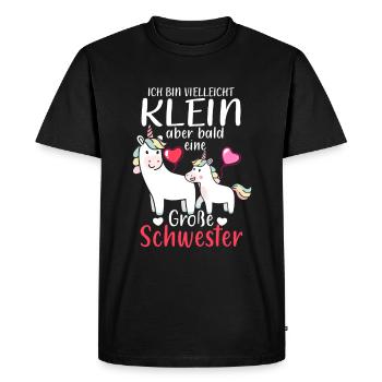 Je suis petite mais bientôt une grande sœur - T-shirt Premium bio Homme - noir - Devant - Nico (187cm)