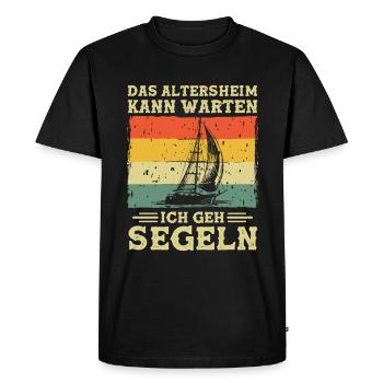 La maison de retraite peut attendre, j’irai faire de la voile - T-shirt Premium bio Homme - noir - Devant - Nico (187cm)