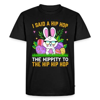 Joyeuses Pâques avec le lapin de Pâques - T-shirt Premium bio Homme - noir - Devant - Nico (187cm)