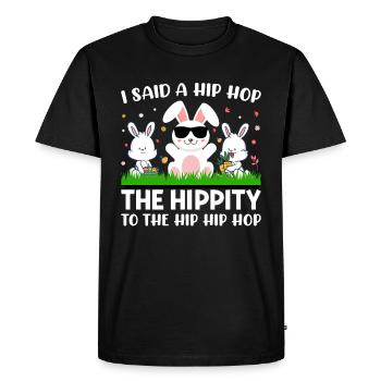 Joyeuses Pâques avec le lapin de Pâques - T-shirt Premium bio Homme - noir - Devant - Nico (187cm)