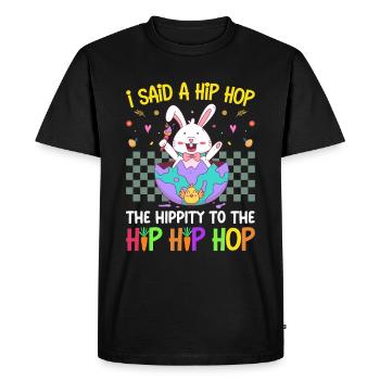 Joyeuses Pâques avec le lapin de Pâques - T-shirt Premium bio Homme - noir - Devant - Nico (187cm)