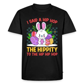 Joyeuses Pâques avec le lapin de Pâques - T-shirt Premium bio Homme - noir - Devant - Nico (187cm)
