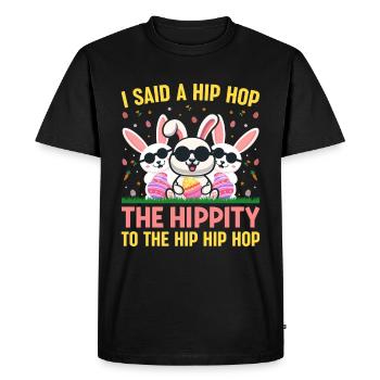 Joyeuses Pâques avec le lapin de Pâques - T-shirt Premium bio Homme - noir - Devant - Nico (187cm)