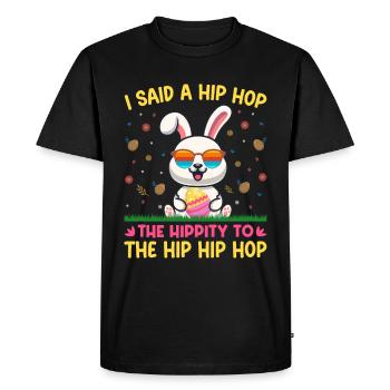 Joyeuses Pâques avec le lapin de Pâques - T-shirt Premium bio Homme - noir - Devant - Nico (187cm)