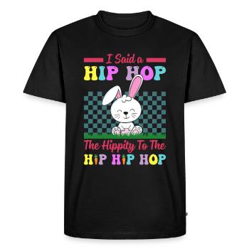 Joyeuses Pâques avec le lapin de Pâques - T-shirt Premium bio Homme - noir - Devant - Nico (187cm)