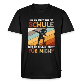 Je suis prêt pour l’école - T-shirt Premium bio Homme - noir - Devant - Nico (187cm)