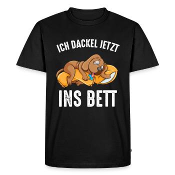I Teckel Maintenant Au Lit Chemise De Sommeil Teckel - T-shirt Premium bio Homme - noir - Devant - Nico (187cm)