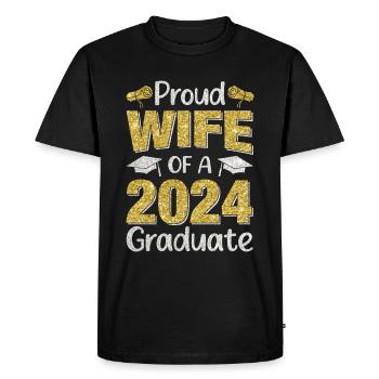 Fière épouse d’un étudiant diplômé de l’université 2024 - T-shirt Premium bio Homme - noir - Devant - Nico (187cm)