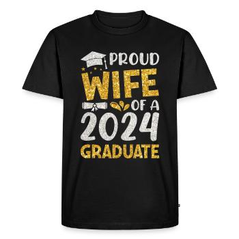Fière épouse d’un étudiant diplômé de l’université 2024 - T-shirt Premium bio Homme - noir - Devant - Nico (187cm)