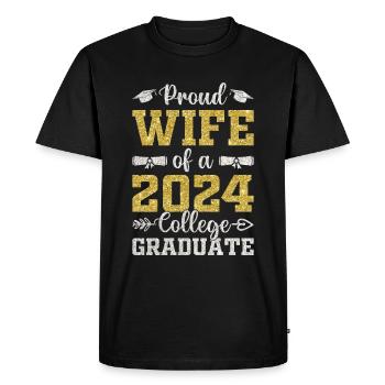 Fière épouse d’un étudiant diplômé de l’université 2024 - T-shirt Premium bio Homme - noir - Devant - Nico (187cm)
