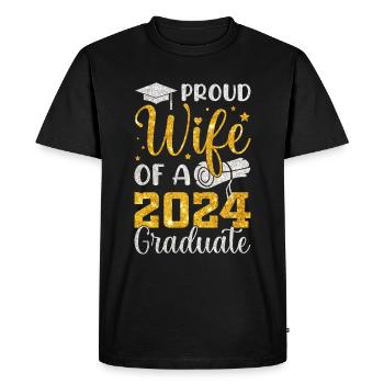 Fière épouse d’un étudiant diplômé de l’université 2024 - T-shirt Premium bio Homme - noir - Devant - Nico (187cm)