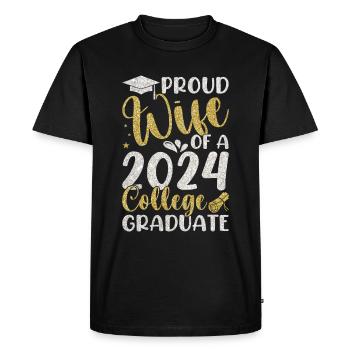 Fière épouse d’un étudiant diplômé de l’université 2024 - T-shirt Premium bio Homme - noir - Devant - Nico (187cm)