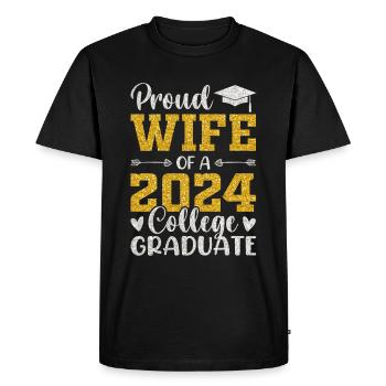 Fière épouse d’un étudiant diplômé de l’université 2024 - T-shirt Premium bio Homme - noir - Devant - Nico (187cm)
