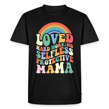 Maman Fête des Mères Aimée, altruiste, protectrice - T-shirt Premium bio Homme - noir - Devant - Nico (187cm)
