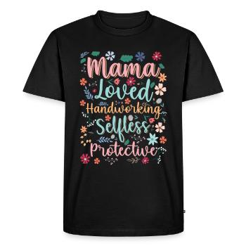 Maman Fête des Mères Aimée, altruiste, protectrice - T-shirt Premium bio Homme - noir - Devant - Nico (187cm)