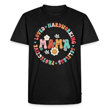 Maman Fête des Mères Aimée, altruiste, protectrice - T-shirt Premium bio Homme - noir - Devant - Nico (187cm)