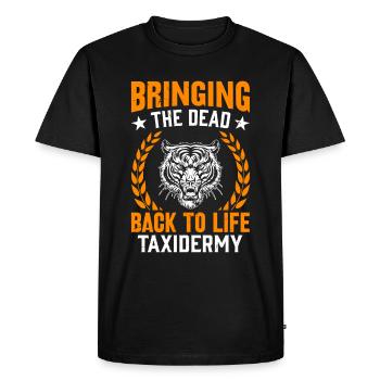 Taxidermie - Les taxidermistes ramènent les morts à la vie - T-shirt Premium bio Homme - noir - Devant - Nico (187cm)