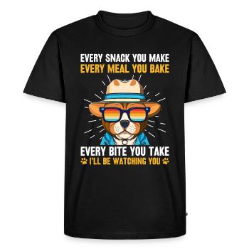 Chiens - Chaque collation que vous préparez, je vous surveillerai ! - T-shirt Premium bio Homme - noir - Devant - Nico (187cm)