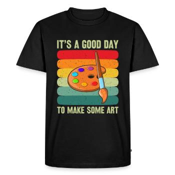 Artists - A good day to make art - Men's Premium Organic T-Shirt - black - Front - Nico (187cm)