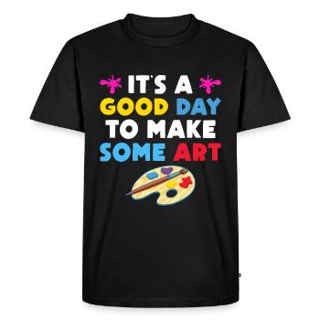 Artistes - Une bonne journée pour faire de l’art - T-shirt Premium bio Homme - noir - Devant - Nico (187cm)