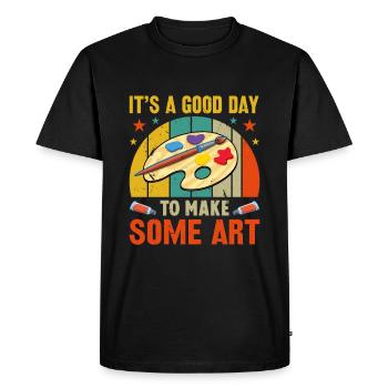 Artists - A good day to make art - Men's Premium Organic T-Shirt - black - Front - Nico (187cm)