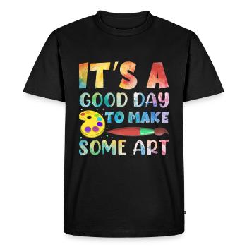 Artists - A good day to make art - Men's Premium Organic T-Shirt - black - Front - Nico (187cm)