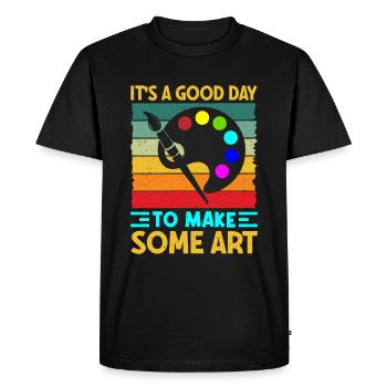 Artists - A good day to make art - Men's Premium Organic T-Shirt - black - Front - Nico (187cm)