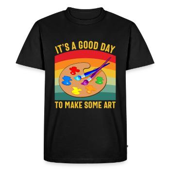 Artists - A good day to make art - Men's Premium Organic T-Shirt - black - Front - Nico (187cm)
