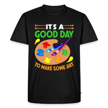 Artists - A good day to make art - Men's Premium Organic T-Shirt - black - Front - Nico (187cm)