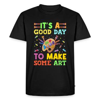 Artists - A good day to make art - Men's Premium Organic T-Shirt - black - Front - Nico (187cm)