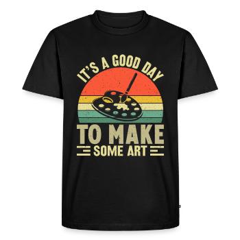 Artists - A good day to make art - Men's Premium Organic T-Shirt - black - Front - Nico (187cm)