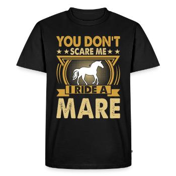 Vous ne me faites pas peur, je monte une jument ! - T-shirt Premium bio Homme - noir - Devant - Nico (187cm)