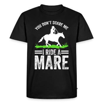 Vous ne me faites pas peur, je monte une jument ! - T-shirt Premium bio Homme - noir - Devant - Nico (187cm)