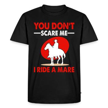Vous ne me faites pas peur, je monte une jument ! - T-shirt Premium bio Homme - noir - Devant - Nico (187cm)