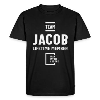 Team Jacob Lifetime Member Funny Name Jacob - Men's Premium Organic T-Shirt - black - Front - Nico (187cm)