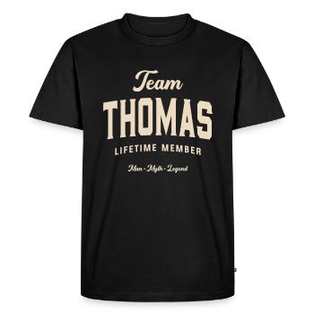 Team Thomas Lifetime Member Name Thomas - Men's Premium Organic T-Shirt - black - Front - Nico (187cm)