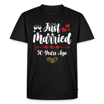 Noces d’or ! Marié depuis 50 ans - T-shirt Premium bio Homme - noir - Devant - Nico (187cm)
